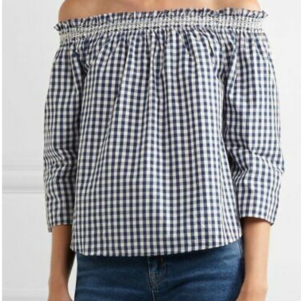 Madewell Gingham off shoulder blouse NWT Large